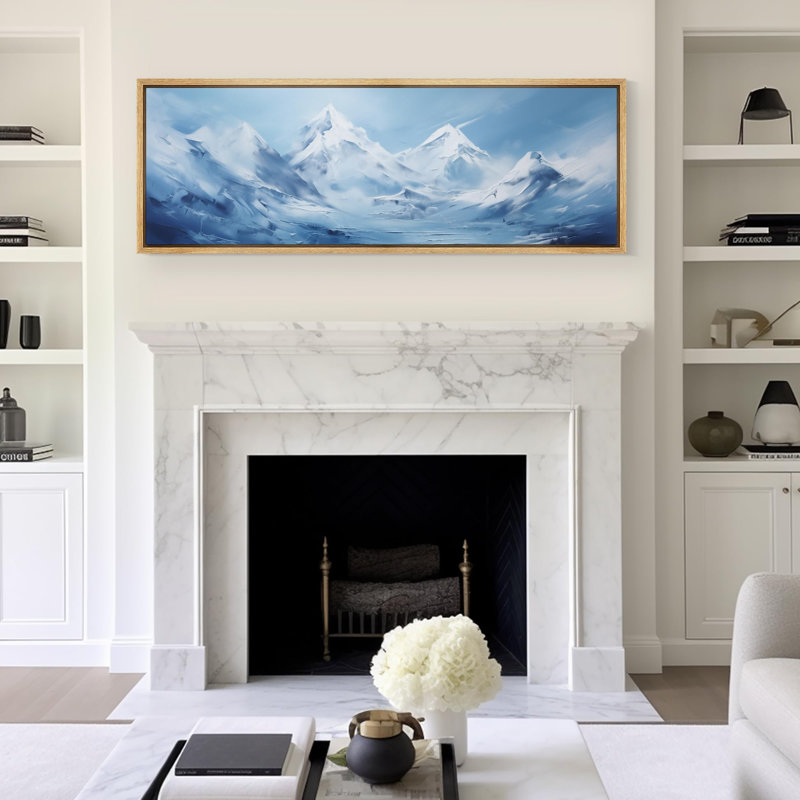 «Pristine Peaks Snow-Capped Mountains», reproduction d'art rétro sur toile, H 20 po x l 60 po, Naturel