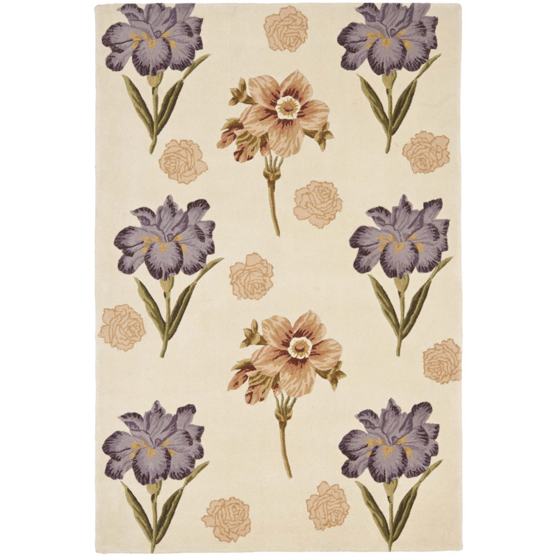 Ivory Floral Handmade Wool Tufted 4' x 6' Area Rug