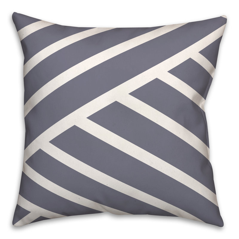 Housse et insert de coussin d'extérieur carré à rayures diagonales 5, 20 po x 20 po, Bleu