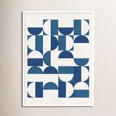 Bauhaus Geometric Blue and Teal Print