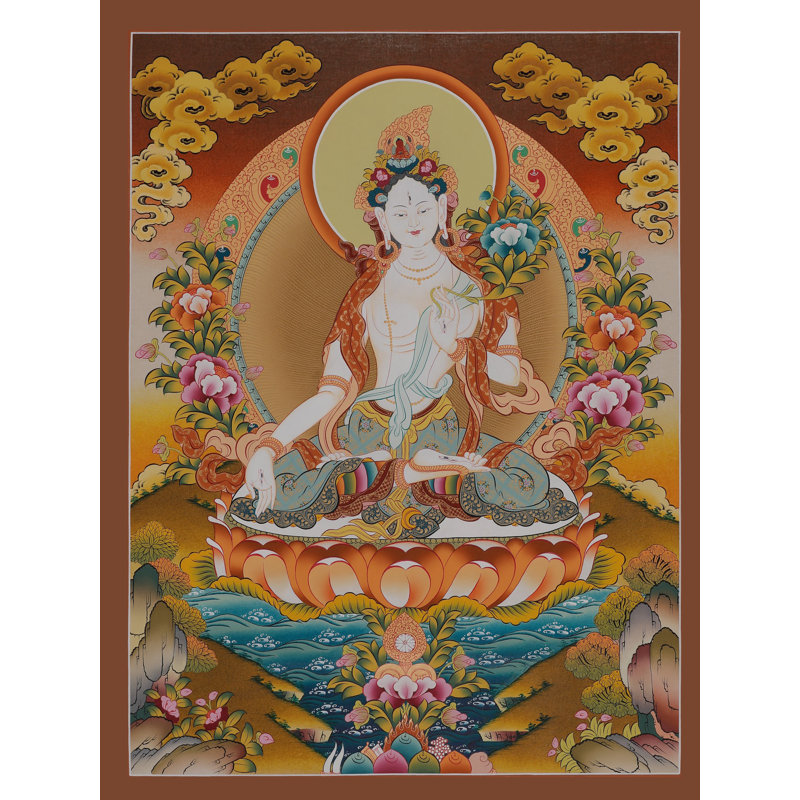 Art mural Tara Thangka blanc