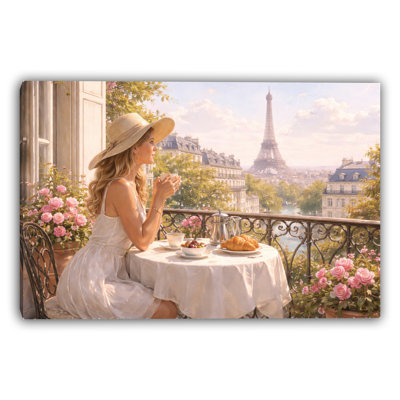 Riviera Terrace Light Paris Cafe View Wrapped Canvas Wall Art
