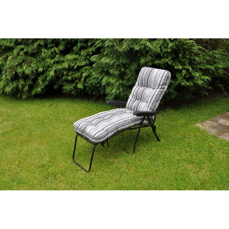 Celinez Steel Outdoor Lounge Chair, Grey , Black