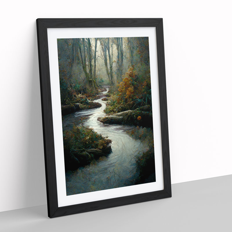 Forest Stream No.5 - Single Picture Frame Painting, Black, 64cm H x 46cm W x 2cm D