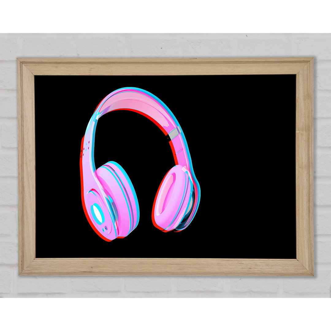 Funky Pink Headphones - Einzelner Bilderrahmen Kunstdrucke