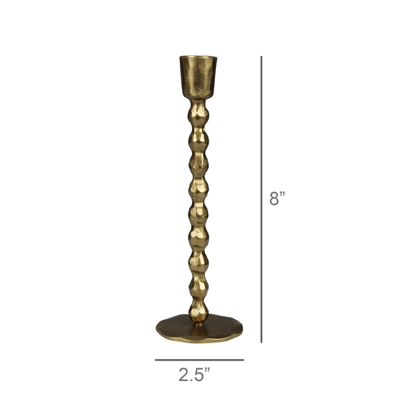 Talega Beaded Stem Taper Holder, Brass - Lrg, 8" H x 2.5" W x 2.5" D