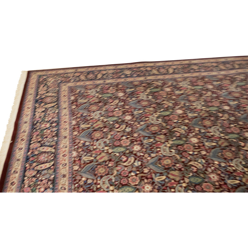High-Quality Hand-Knotted Wine And Navy Area Rug
