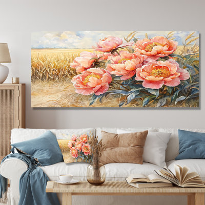 "Pe pivoines le long du champ de maïs II" - pivoines, art mural