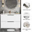Meuble-lavabo 30 po avec lavabo en céramique - Meuble-lavabo mural flottant cannelé avec tiroirs, moderne