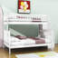 Lit simple superposé au dessus d'un lit double, lit superposé en bois avec rangement-1412910695