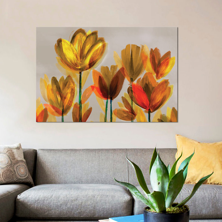 « contemporaine pops jaune », impression sur toile, H 8 po x l 12 po x P 0,75 po, Pas de tapis, Toile tendue