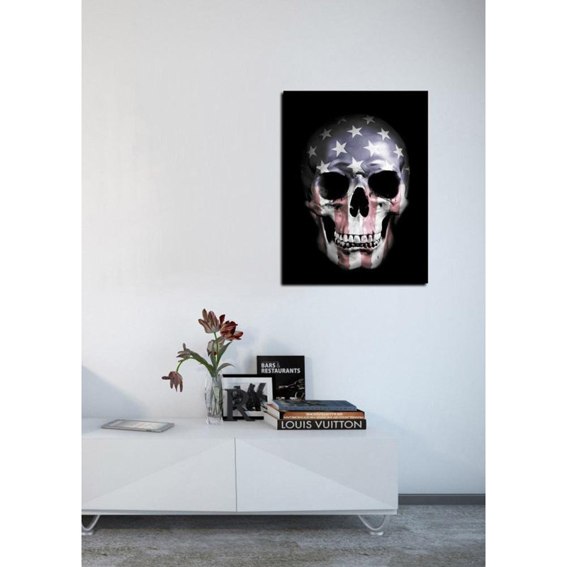 Art mural sur toile, "American Skull" par Nicklas Gustafsson, H 16 po x l 12 po x P 0,75 po