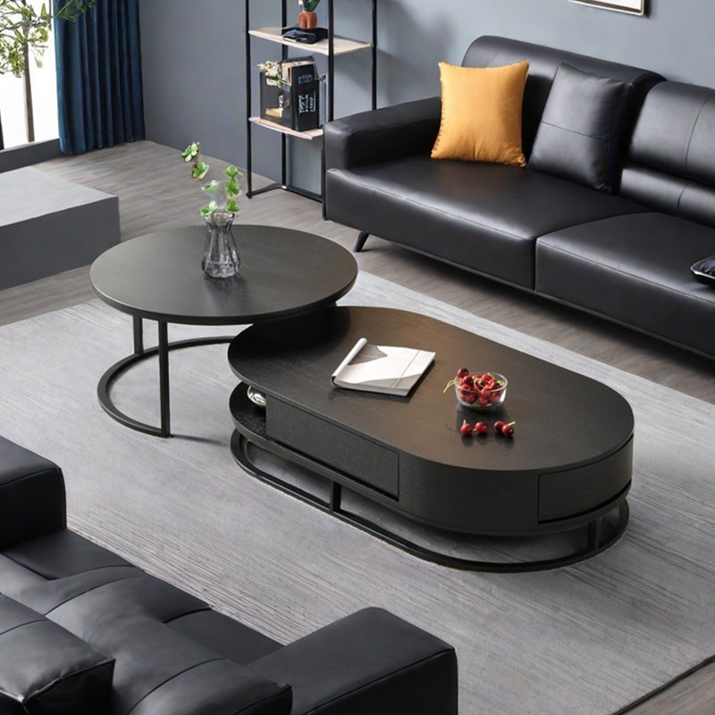 Table basse ovale moderne, Noir, noir, noir, noir