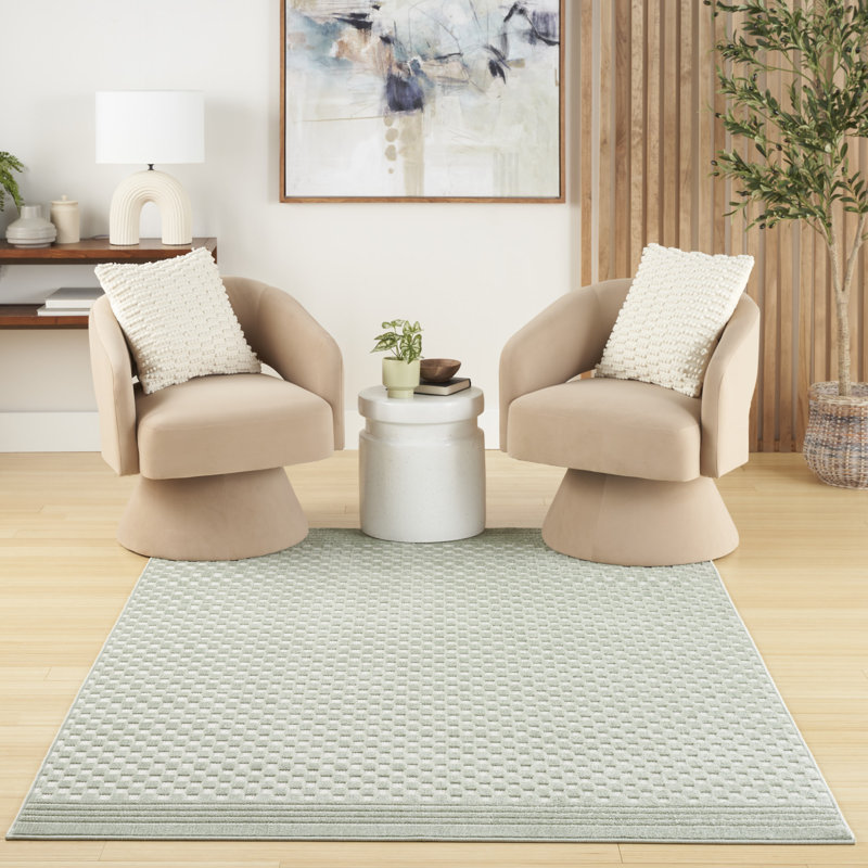Ebern Designs Care Free Green Modern Indoor Rug, Rectangle 3'11" x 5'11"