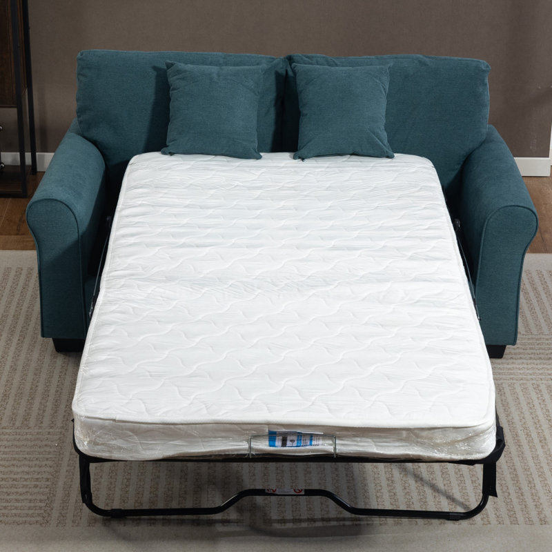 2 Seater Linen Blend Sofa Bed, Teal