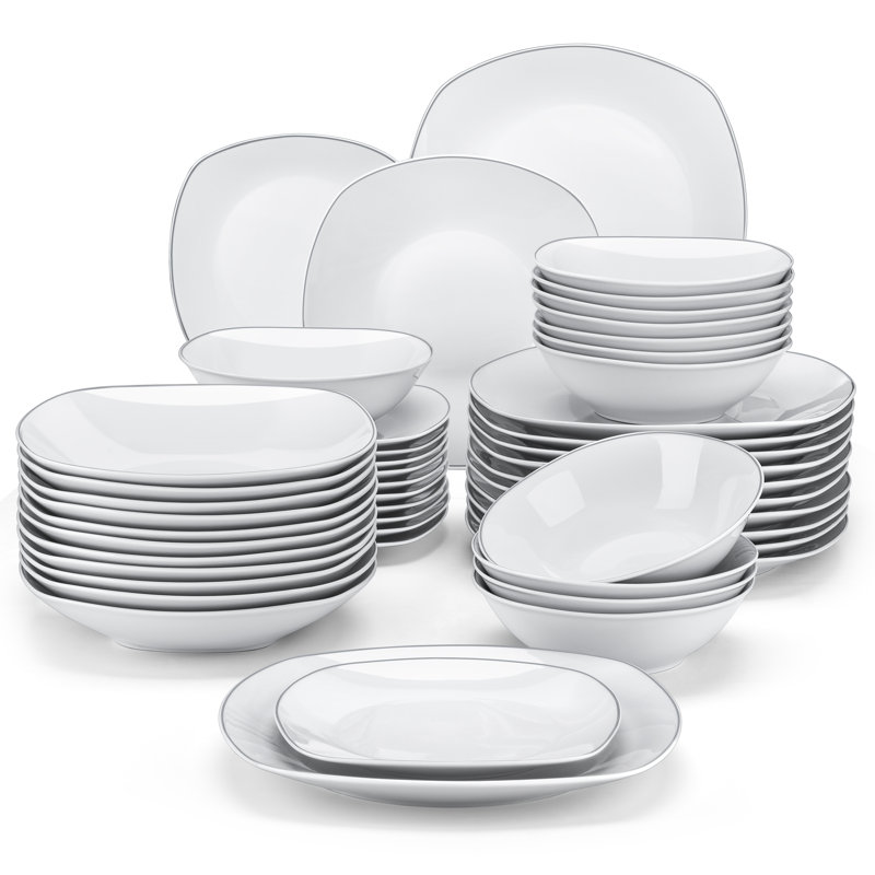 48 Piece Porcelain China Dinnerware Set - Service for 12 