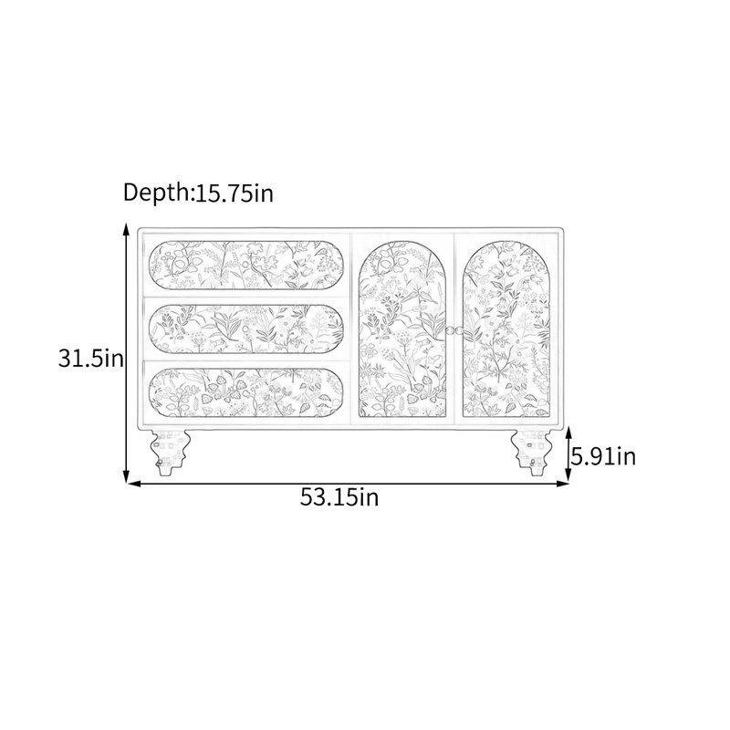 Buffet en pin avec beaucoup de rangement