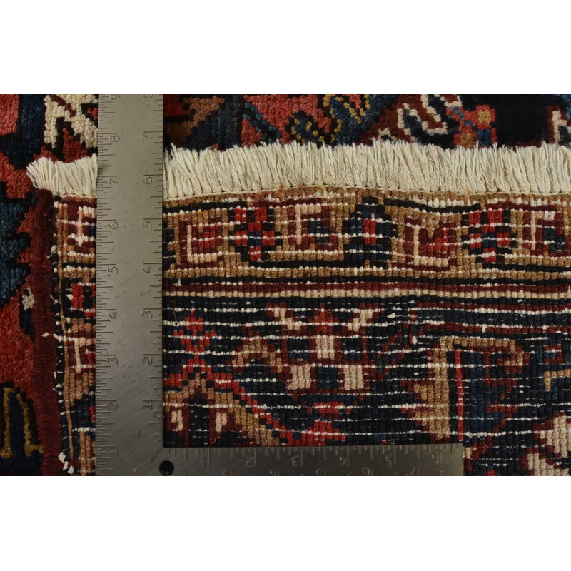 Tapis oriental en laine rouge rétro noué à la main 9 pi x 10 pi 5 po Heriz
