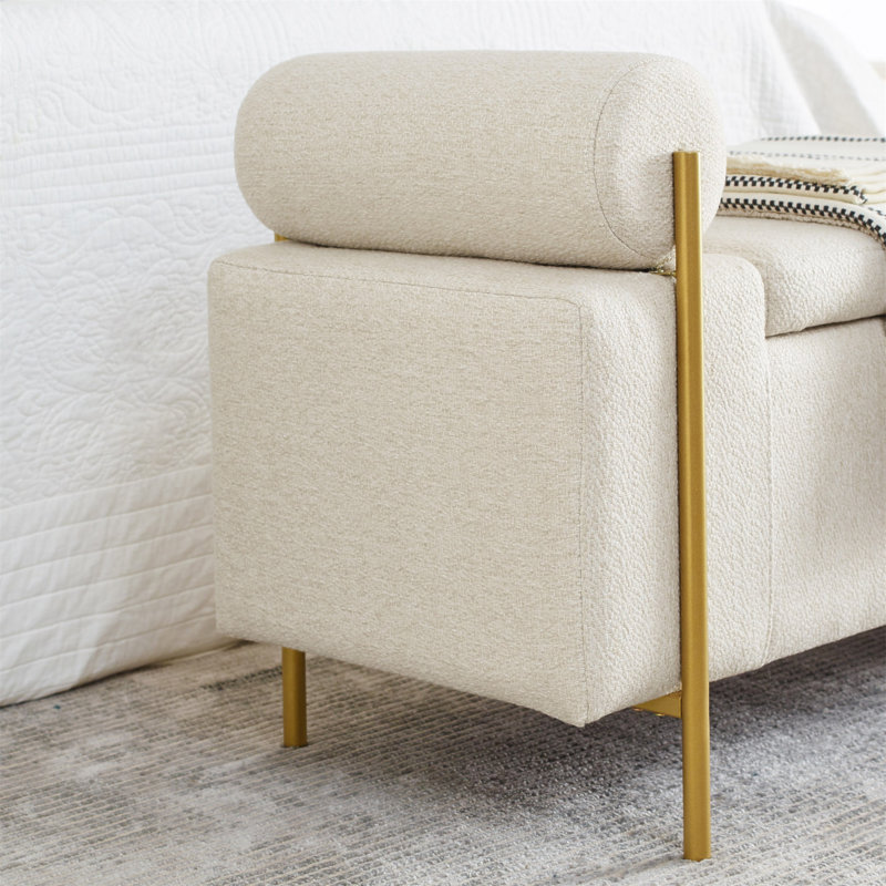 Reyanne Upholstered Storage Bench, Beige