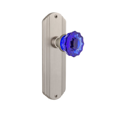 Deco Plate with Crystal Cobalt Door Knob