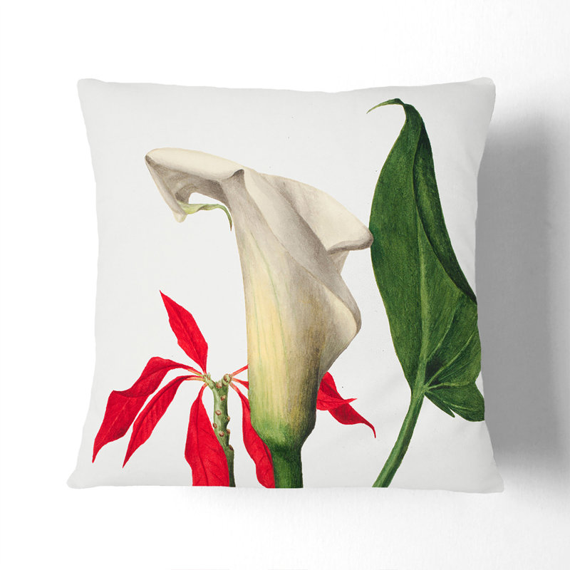 Calla Lily Square Throw Cushion, 55cm H x 55cm W x 20cm D, Black