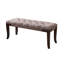 Banc brun - Pieds en bois massif verni, siège en coton tissé à la main, 112 cm (l) x 41 cm (p) x 48 cm (h), assise évasée en tissu, revêtement neutre contrastant.