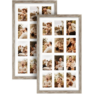 Rustic Distressed White Collage Frame Set - 12 Openings For 4X6 Photos, Ideal For Home Décor