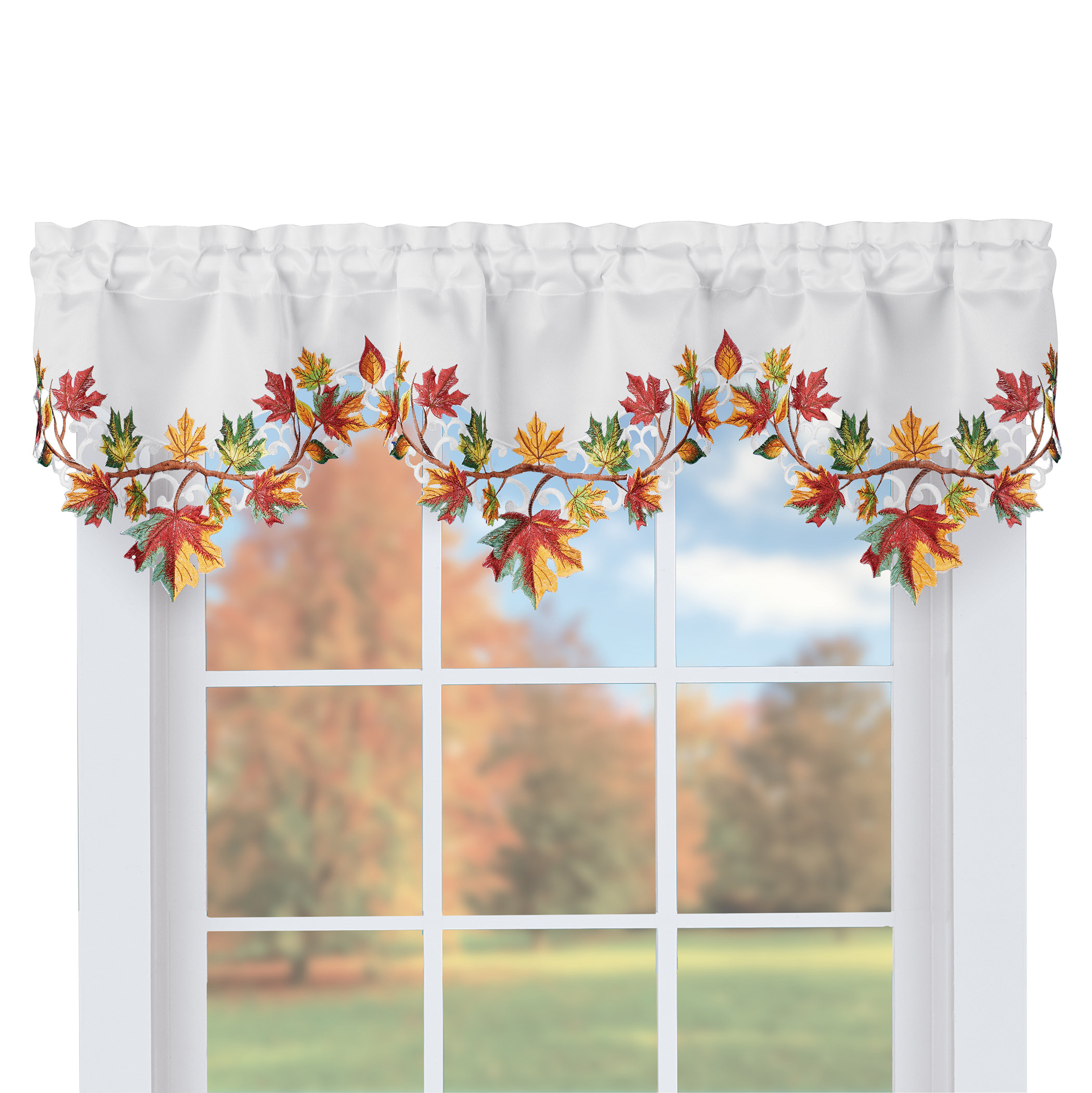 Winston Porter Mallary Floral Pointed 59'' W Window Valance in Wayfair