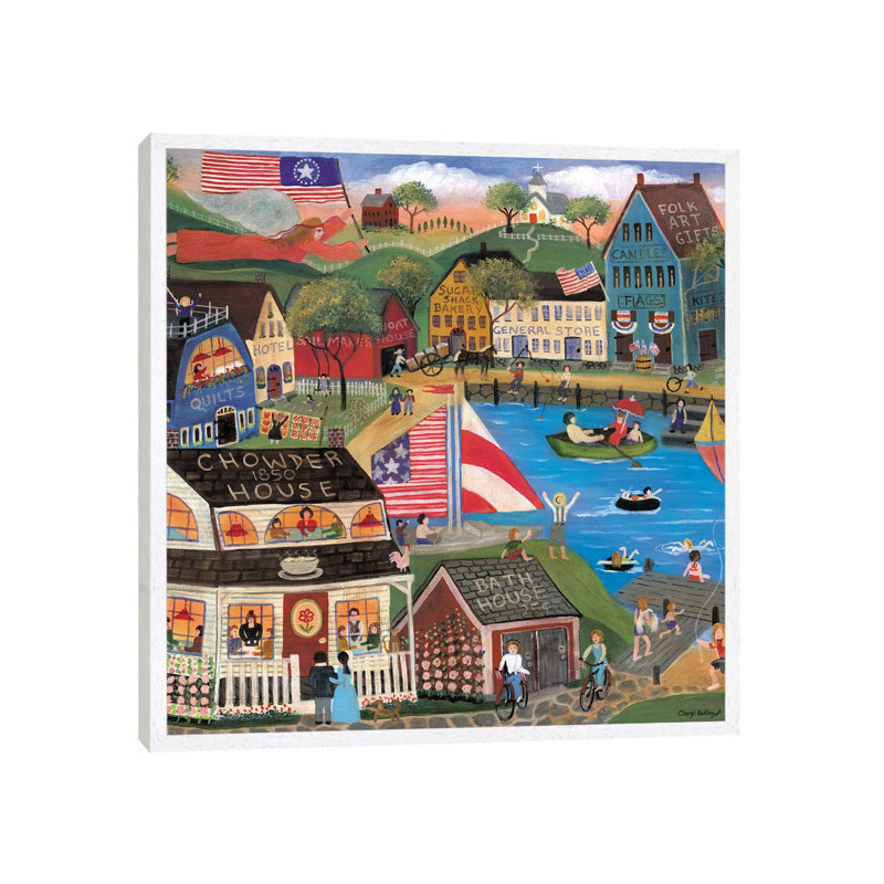 Summertime Spirit Village Cheryl Bartley by Cheryl Bartley - Print on Canvas, 45.72 cm H x 45.72 cm W, White Framed