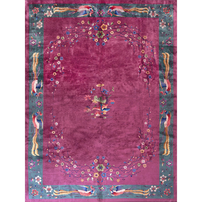 Tapis art floral antique chinois