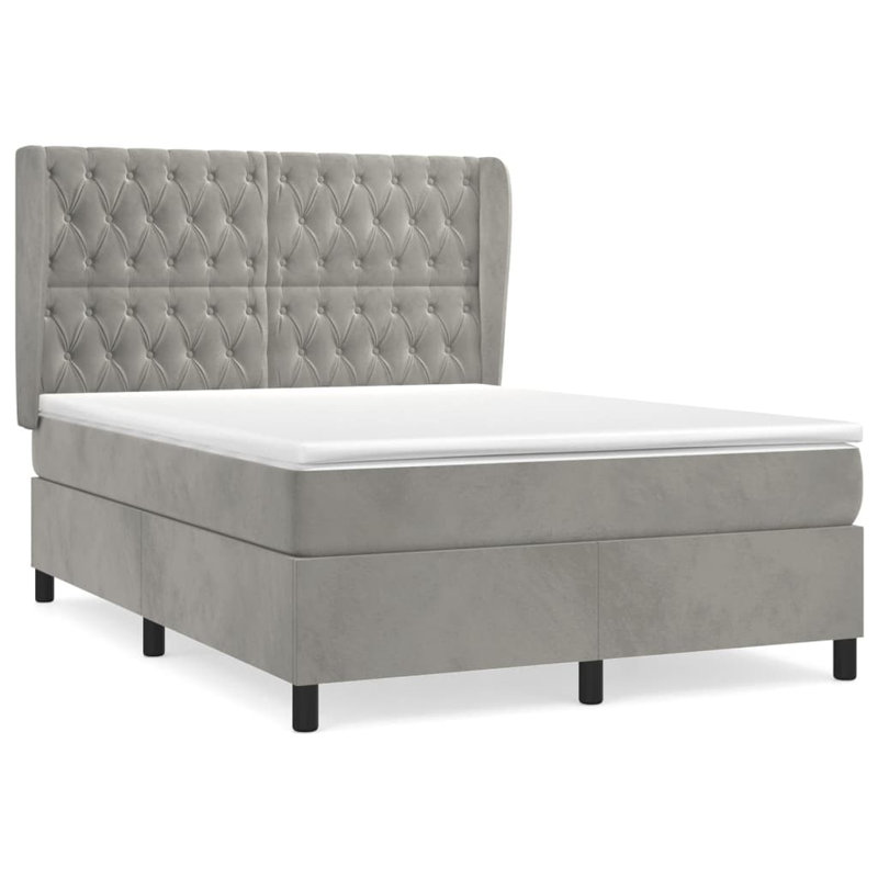 Himmel Upholstered Bed with Mattress, Light Grey, Double (4'6)