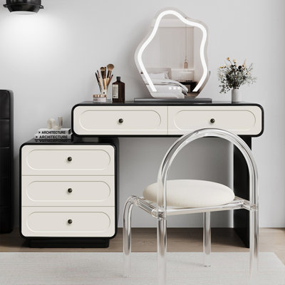 Makeup Vanity with Light mirror,5 drawers,1 chair