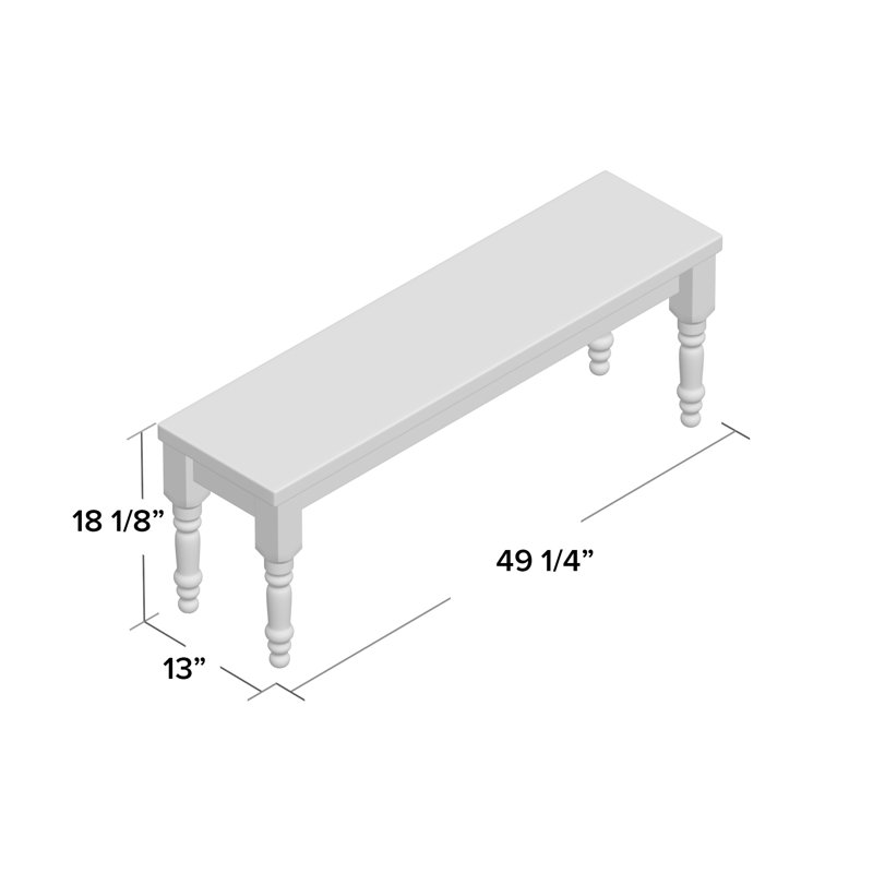 Valerie Solid Wood Bench, Blanc cassé