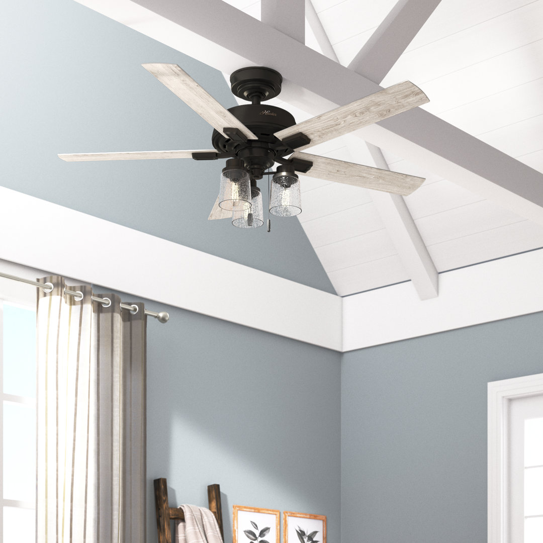 52" Hartland 5 - Blade Standard Ceiling Fan with Pull Chain and Light Kit Included Hunter Fan 