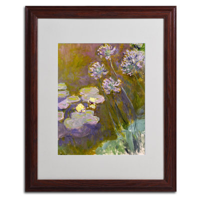 "Nymphéas et agapanthe" par Claude Monet, reproduction d'art encadrée