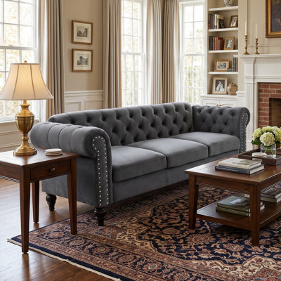 Harwich Velvet Rolled Arm Sofa