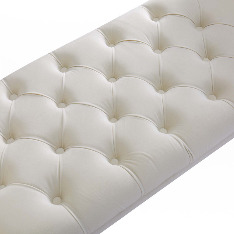 Armrest Button-Tufted Ottoman Bench