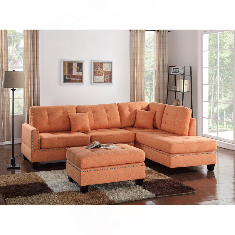 Canapé modulaire réversible 3 pièces Modern, Orange