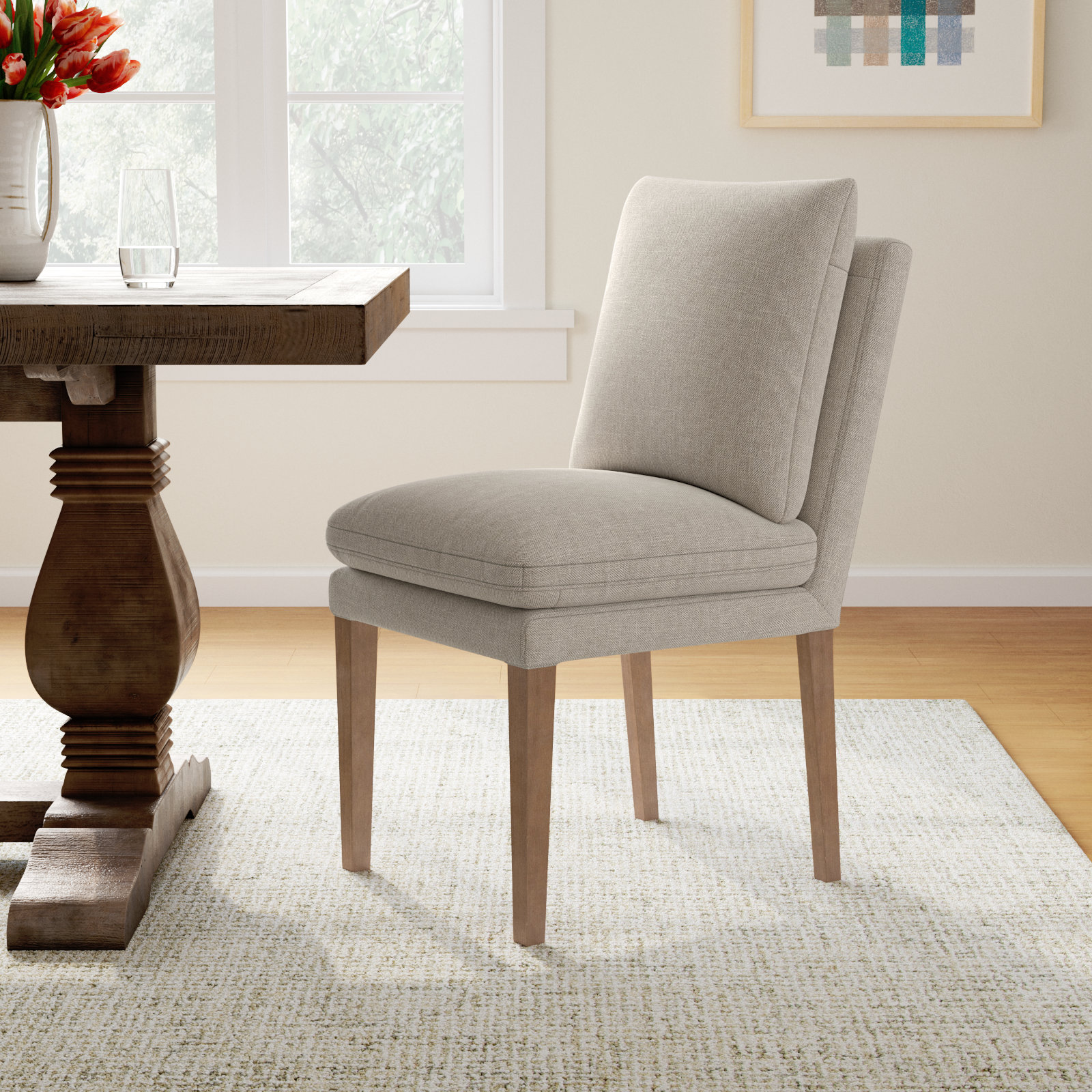 Brinley Pine Dining Chair, Milo Mink Chenille
