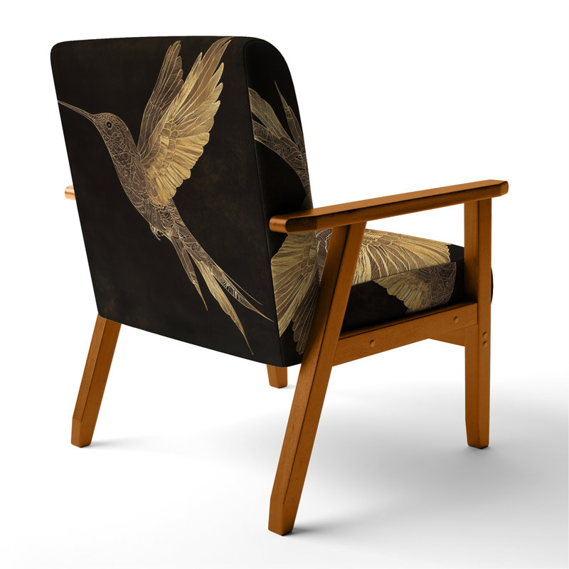 Chaise rembourrée Hummingbird - Fauteuil Mystical Hummingbird, Brown Square Arms