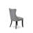 Dallas Parson Kitchen Chairs - Button Tufted Nailhead Light Gray Polyester Fabric Upholstered Dining Chairs, Set of 2, Sand Blasted Black-2090194860