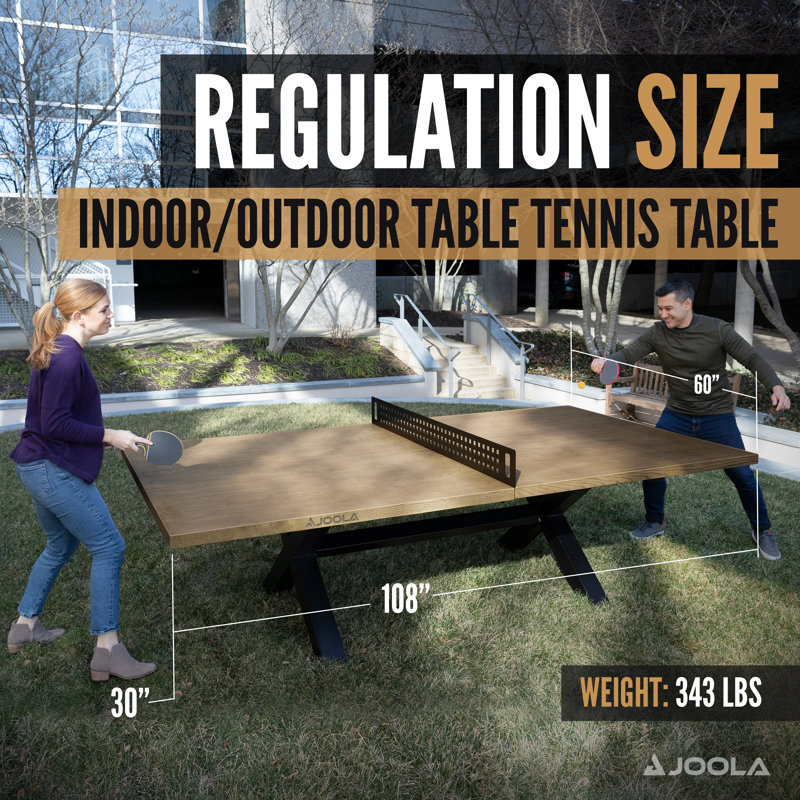 Joola Berkshire Outdoor Table Tennis Table -Ping Pong Table with Steel Net Set & Frame - Multi Use Ping Pong Conference Table or Dining Table