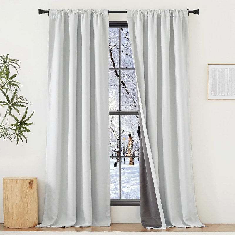 NICETOWN Thick Linen 100% Blackout Curtains 2 Panels, Pinch Pleated Room Darkening Thermal Curtains Sound Reducing Window Treatments for Bedroom/Living Room