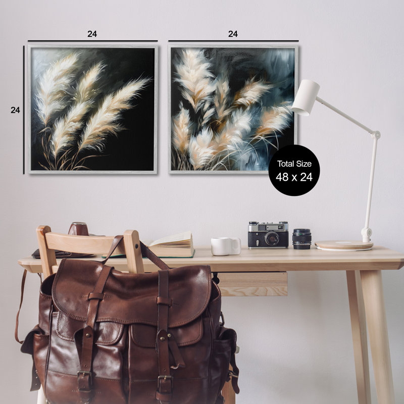  «Windblown Wheat Sprigs», ensemble de 2 estampes numériques par PC, Estampe numérique Farmhouse, H 24 po x l 24 po