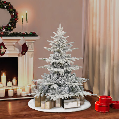 Unlit Flocked Aspen Pine PE/PVC Artificial Christmas Tree