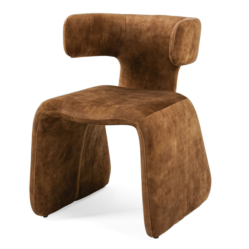 Chaise de salle à manger Sasa, Velours brun clair