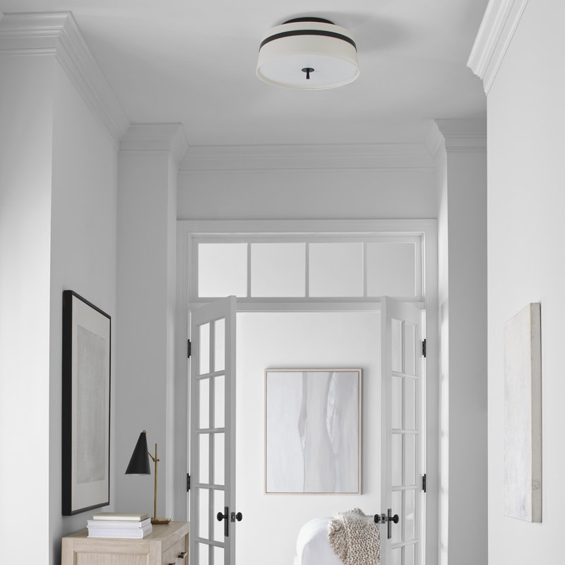 Rory Fabric Semi Flush Mount, Aged Iron, 9.5" H x 19" W x 19" D