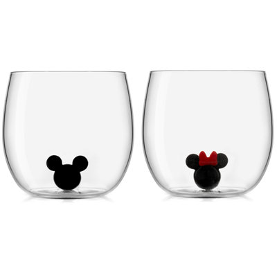 Verre à vin sans pied JoyJolt Disney Mickey & Minnie Icon