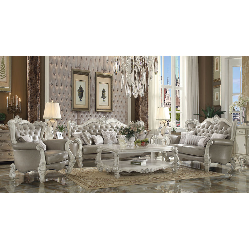 Elegant Artisan Bone White Wood and Glass Coffee Table with Storage