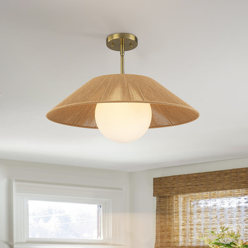 Luminaire suspendu en rotin naturel tissé à la main 1 lumière